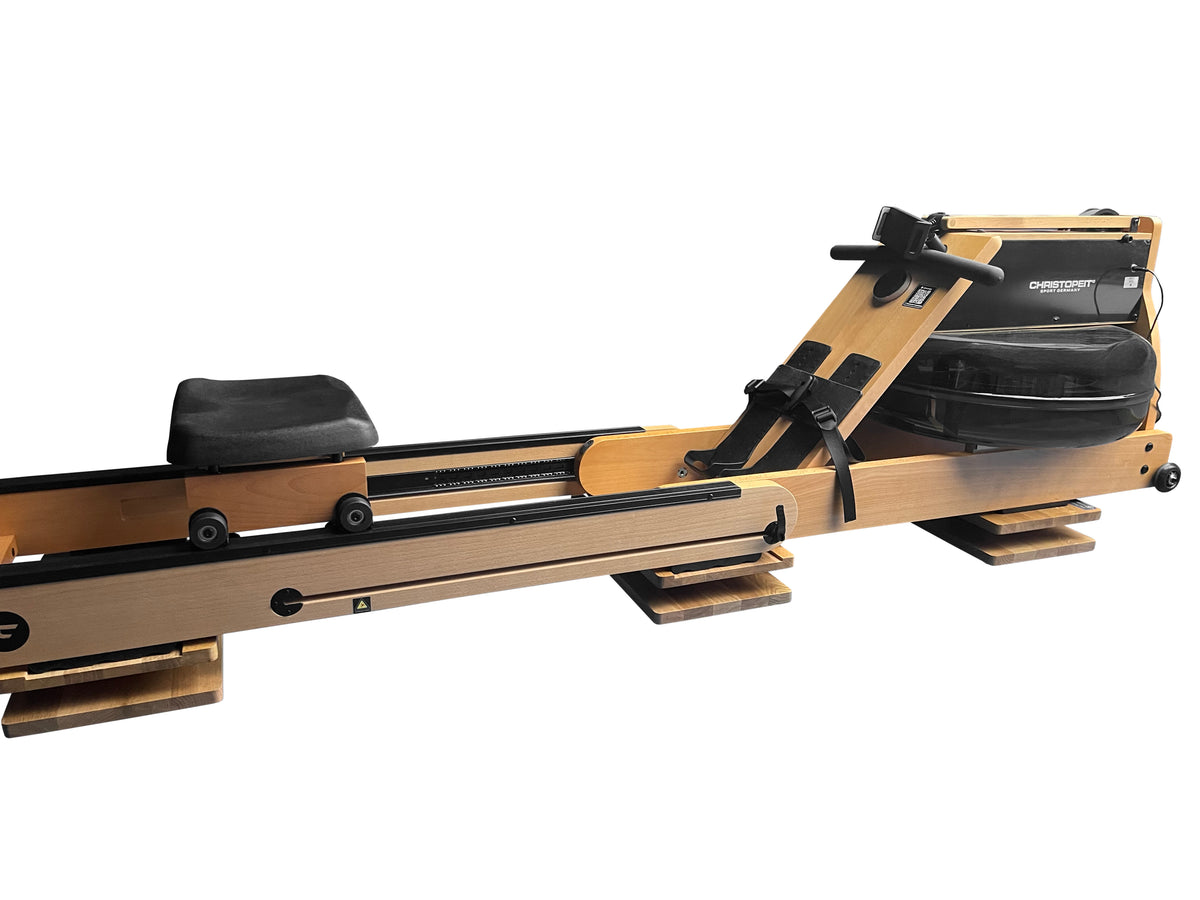 FlowRow Board für Christopeit WP 5000 Eiche Natur – ganze Maschine auf den drei Boards (Rudergerät nicht im Lieferumfang)