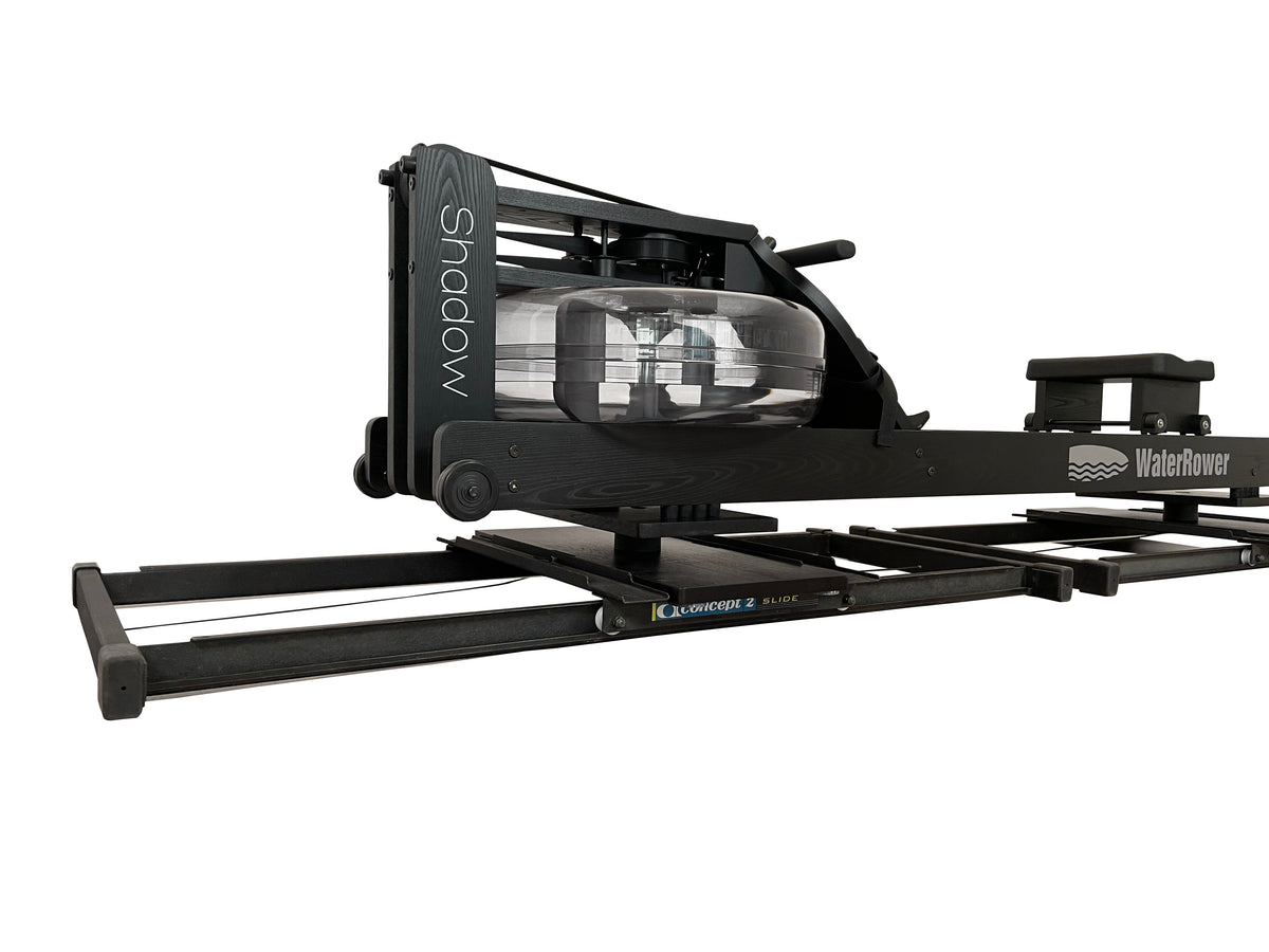 FlowRow Board für WaterRower Original, Ausführung für Concept2 Slides – montiert (WaterRower Shadow, Rudergerät und Slides nicht im Lieferumfang)
