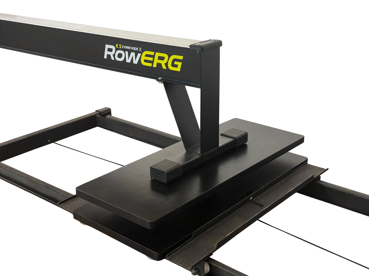 FlowRow Board für Concept2 RowErg, Ausführung für Concept2 Slides – Detail: hinteres Board auf dem Slide-Schlitten