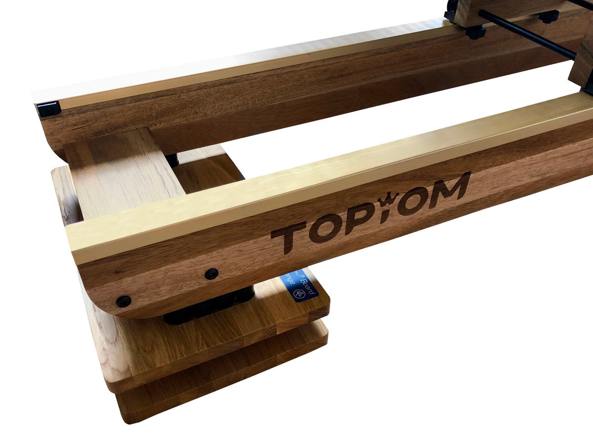 FlowRow Board für Topiom Eiche Natur – Detail: Topiom-Rahmen auf dem Board (Rudergerät nicht im Lieferumfang)